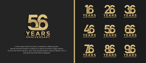 stock vector set of anniversary logotype gold color on black background for celebration moment