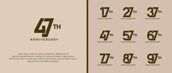 stock vector set of anniversary logotype dark brown color on soft background for celebration moment