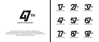 set of anniversary logotype black color on white background for celebration moment clipart