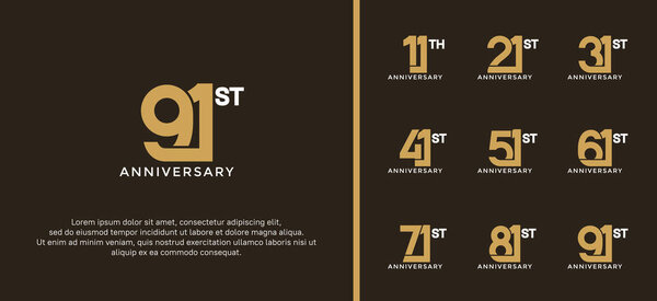набор юбилейный логотип золотисто-белый цвет на коричневом фоне для празднования момента