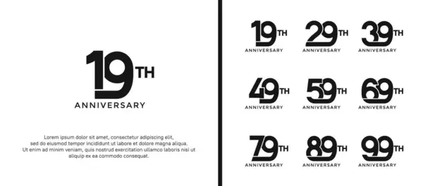 stock vector set of anniversary logotype black color on white background for celebration moment