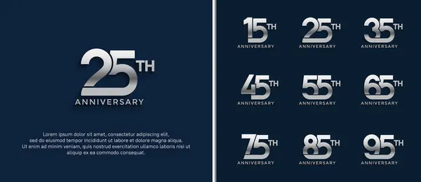 stock vector set of anniversary logotype silver color on dark blue background for celebration moment