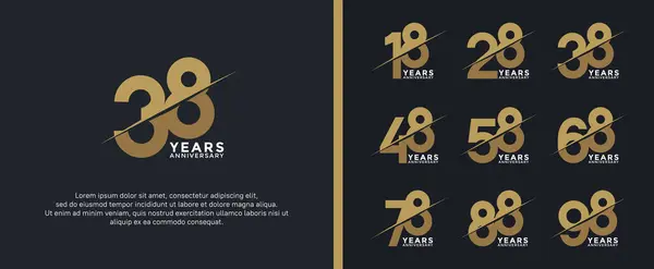 stock vector set of anniversary logotype golden color on black background for celebration moment