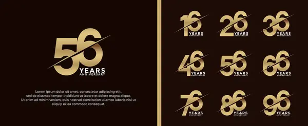 stock vector set of anniversary logotype golden color on dark brown background for celebration moment