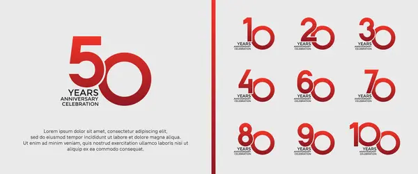 Kutlama anı için beyaz arkaplandaki kırmızı logolar kümesi