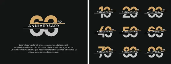 stock vector set of anniversary logo golden and silver color on black background for celebration moment