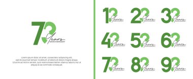 Kutlama anı için beyaz arkaplanda yeşil logo seti