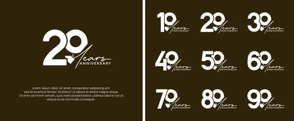 stock vector set of anniversary logo white color on brown background for celebration moment