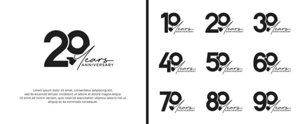 set of anniversary logo black color on white background for celebration moment