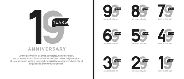 stock vector set of anniversary logo style grey and black color on white background for special moment
