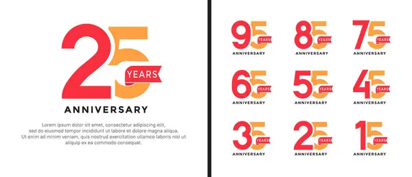 stock vector set of anniversary logo style red and orange color on white background for special moment