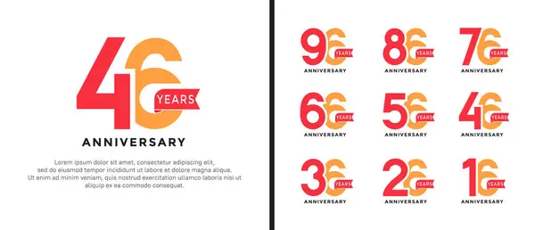 stock vector set of anniversary logo style red and orange color on white background for special moment