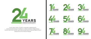 set of anniversary logo style flat green color for celebration clipart