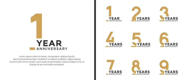 stock vector set of anniversary logo style flat gold and black color for celebration