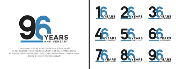 stock vector set of anniversary logo style flat black and blue color for celebration