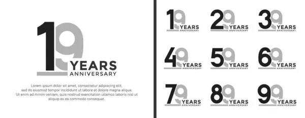 stock vector set of anniversary logo style flat black and grey color for celebration