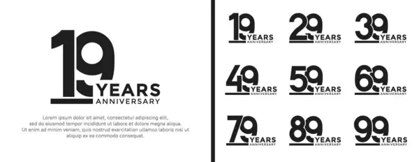 stock vector set of anniversary logo style flat black color on white background for celebration