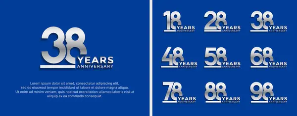 Kutlama için mavi zemin üzerinde yıldönümü logosu tarzı gümüş rengi