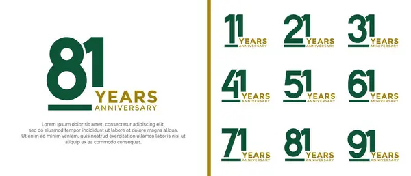 stock vector set of anniversary logo style green color on white background for celebration