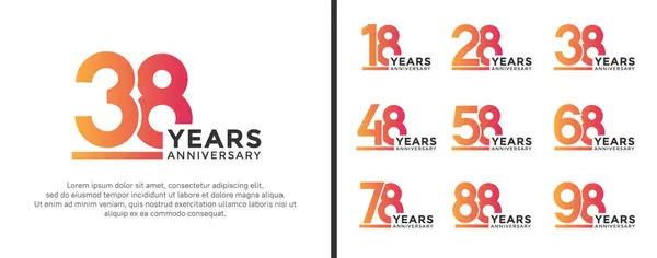 stock vector set of anniversary logo style orange color on white background for celebration