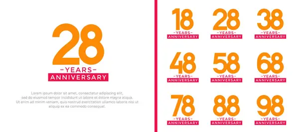 stock vector set of anniversary logo style orange and purple color on white background for celebration