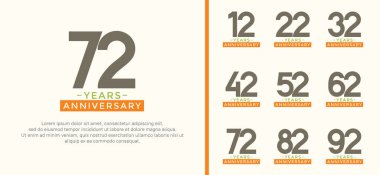 set of anniversary logo style black and orange color on white background for celebration clipart