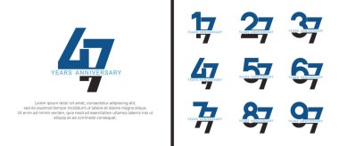 set of anniversary logo style black and blue color on white background for celebration clipart