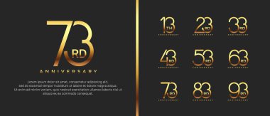 set of anniversary logo gold color on black background for celebration moment clipart