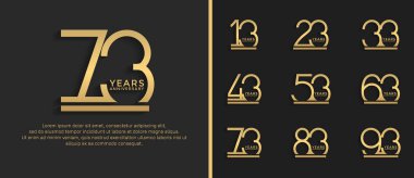 set of anniversary logo golden color on brown background for celebration moment clipart