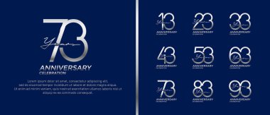 set of anniversary logo silver color on blue background for celebration moment clipart