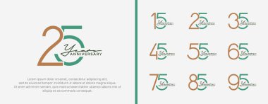 set of anniversary logo brown and green color on white background for celebration moment clipart