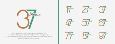 Kutlama anı için beyaz zemin üzerinde kahverengi ve yeşil logo seti