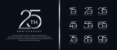 set of anniversary logo silver color on black background for celebration moment clipart