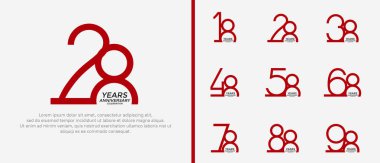 Kutlama anı için beyaz arkaplanda kırmızı logo seti