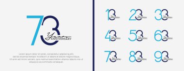 set of anniversary logo blue color on white background for celebration moment clipart