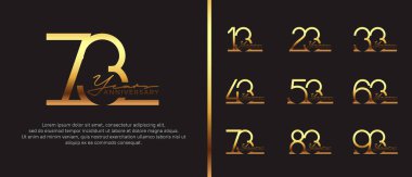 set of anniversary logo golden color on black background for celebration moment clipart