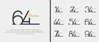 Kutlama anı için beyaz arkaplanda siyah logo seti