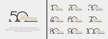 Kutlama anı için beyaz arkaplanda siyah logo seti