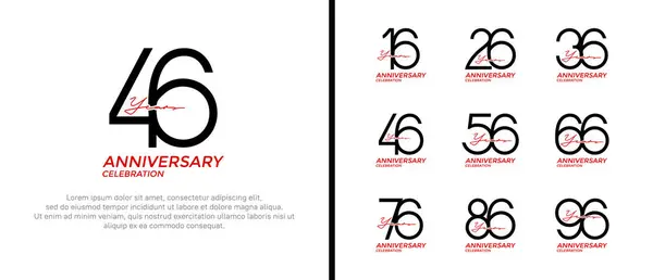 stock vector set of anniversary logo black and red color on white background for celebration moment