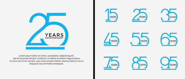 набор юбилейный логотип синий цвет на белом фоне для празднования момента