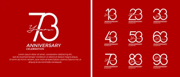 stock vector set of anniversary logo white color on red background for celebration moment