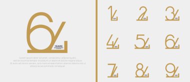 Kutlama anı için beyaz arka planda kahverengi logo seti