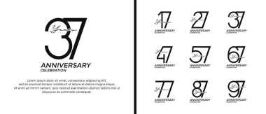 set of anniversary logo black color on white background for celebration moment clipart