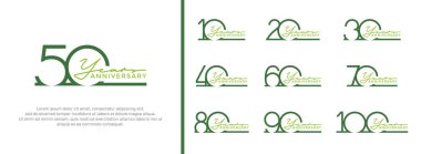Kutlama anı için beyaz arkaplanda yeşil logo seti