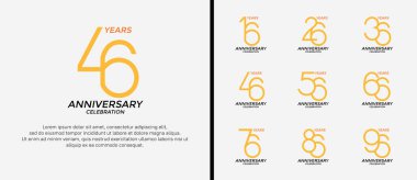 set of anniversary logo yellow and black color on white background for celebration moment clipart