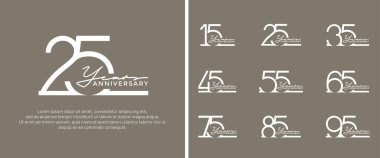 set of anniversary logo white color on brown background for celebration moment clipart