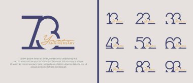 set of anniversary logo blue and orange color on white background for celebration moment clipart