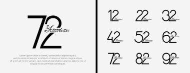 Kutlama anı için beyaz arkaplanda siyah logo seti