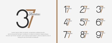 Kutlama anı için beyaz zemin üzerinde siyah ve kahverengi logo seti