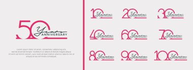 Kutlama anı için beyaz arkaplan üzerine pembe logo seti